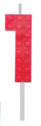  Építőkocka 1-es Red Blocks tortagyertya, számgyertya (MLG132632A) - decorit