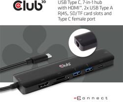 Club 3D CLUB3D CSV-1592 dokkoló állomás és port replikátor Dokkolás USB 3.2 Gen 1 (3.1 Gen 1) Type-C Fekete (CSV-1592)
