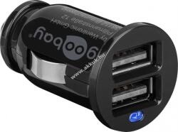 Goobay autós USB mini adapter gyorstöltő 12-24V 2db USB fekete (2, 4A)