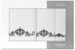  Liliana 3db-os hímzett törölköző szett lótusz virággal Fehér/fekete (423659)