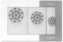 Lotus 3db-os lótusz mintás törölköző szett Fehér/grafit (423665)