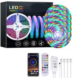 Rixme 20 méteres Bluetooth és távirányítós vezérlésű RGB szalag szett (4x5m 30led/m szalag, Bluetooth, távirányító, app) 1 év gar (SA01242)