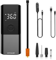 Vittalist Intelligens multifunkciós elektromos légszivattyú Vittalist, tartozékokkal és USB kábellel, automatikus leállás, gyors felfújás, használható autógumikhoz, motorokhoz, biciklikhez, labdákhoz, matracokh