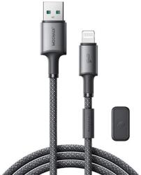 JOYROOM unlimited adatkábel, usb - lightning, 3a, gyorstöltő, 120cm + mágneses kábelrendező, szürke, kompatibilis: Apple IPAD / iPhone 6 Plus 5.5 / iPhone SE, 2016 (S-A50_U_L_G)