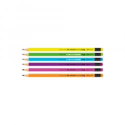 Connect Grafitceruza HB, radíros, fluo színű test és radír, 72 db/csomag, (C-105880)