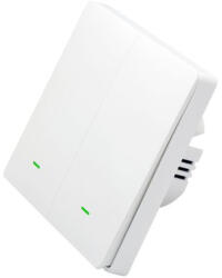 SmartWise B62 UNI Wi-Fi + eWeLink-Remote, univerzális bekötésű, 2 áramkörös, fizikai nyomógombos okos villanykapcsoló, fehér