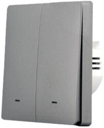 SmartWise B62 UNI Zigbee 3.0 + RF, univerzális bekötésű, 2 áramkörös, fizikai nyomógombos okos villanykapcsoló, szürke