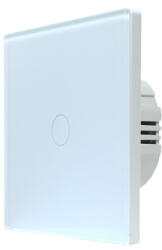 SmartWise T61 UNI Wi-Fi + eWeLink-Remote, univerzális bekötésű, 1 áramkörös, okos érintőkapcsoló, fehér üveg előlappal
