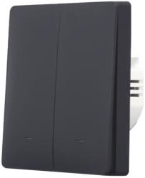 SmartWise B62 UNI Wi-Fi + eWeLink-Remote, univerzális bekötésű, 2 áramkörös, fizikai nyomógombos okos villanykapcsoló, fekete