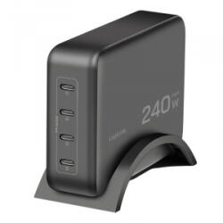LogiLink USB-C 240 W GaN töltő, 4x USB-C PD 3.1, 240 W, okos, fekete (PA0353)