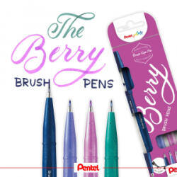 Pentel Ecsettoll, kalligrafikus hajlékony hegyű, SES15 Berry 4-es készlet (SES15B-4)