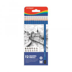 Keyroad Grafitceruza, 12 különböző keménységben, hatszögletű 12 db/bliszter (KR972271) (KR972271)