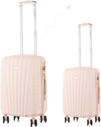 Leonardo Da Vinci Kabinbőrönd Szett Számzárral, Teleszkópos Karral, Kivehető Kerekekkel - XS és S méret - Bézs