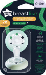 Tommee Tippee Ортодонтични залъгалки Tommee Tippee - Breast Like, Night 0-6 m, 2 броя (TT.0207)