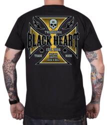 Black Heart Poló BLACK HEART Ruthless rövid ujjú, kerek nyakkivágás, 100% pamut XL fekete