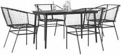 vidaXL 5 részes fekete polyrattan üveg kerti étkezőgarnitúra (3334487)