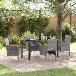 vidaXL 5 Darabos Kerti Étkező Szett - Szürke Poly Rattan (3379760)