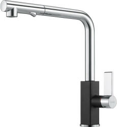 Franke MARIS PLUS króm/fekete kihúzható zuhanyváltós csaptelep (115-0392-382) - watermarkt