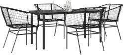 vidaXL 5 részes fekete polyrattan üveg kerti étkezőgarnitúra (3334586) - vidaxl