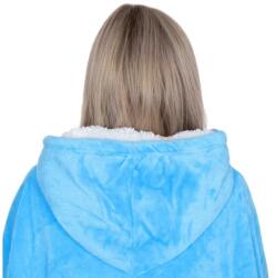 Oversize sherpa kapucnis takaró pulóver, tengerkék poliészter (HA7319)