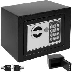 Malatec Elektronikus kódszéf kulcsos, fekete acél 23×17, 5×17 cm falra szerelhető (00008799)