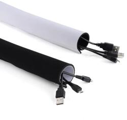 Maclean Neoprén kábelrendező takaró 110 mm × 2 m, fekete-fehér, tépőzáras (50177)