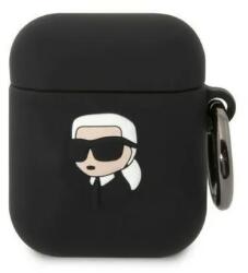 Apple Airpods tok Karl Lagerfeld Szilikon Karl Head 3D fekete (KLA2RUNIKK)