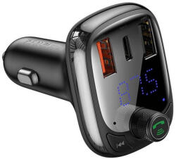 Baseus autós töltő 2 x USB A + Type C + transzmitter FM BT PD QC4.0 5A 36W S-13 CCMT000101 / CCMT000301 fekete
