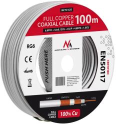 Maclean RG6 koaxiális antenna- és SAT-kábel, 100 m, 100% réz, 6, 8 mm (62376)
