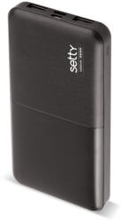 Power Bank, 10000mAh, 2x USB / Micro USB / Type-C foglalattal, fekete, Setty