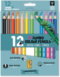 Ars Una 12 színű, háromszögletű színes ceruzakészlet hegyezővel, JUMBO - kes