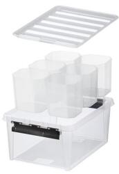 Smartstore Műanyag tárolódoboz, fekete fogantyúkkal, 6 rekeszes, SMARTSTORE Classic 15, átlátszó