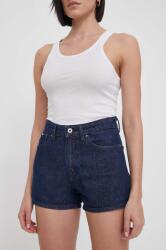 Pepe Jeans farmer rövidnadrág női, sötétkék, sima, magas derekú - sötétkék 28
