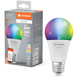OSRAM LED izzó E27 9W = 60W 806lm RGBW CCT szabályozható fényerejű SMART+ Matter Wifi Classic Ledvance (4099854194825)