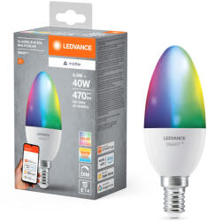 OSRAM LED izzó E14 gyertya 4.9W = 40W 470lm RGBW CCT szabályozható fényerejű SMART+ Matter Wifi gyertya Ledvance (4099854194894)