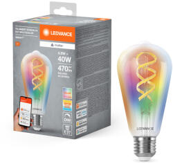 OSRAM LED izzó E27 4.8W = 40W 470lm RGBW CCT szabályozható fényerejű SMART+ WiFi Edison izzószálas Ledvance (4099854195006)