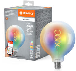 OSRAM LED izzó E27 4.8W = 40W 470lm RGBW CCT szabályozható fényerejű SMART+ WiFi gömb alakú izzószálas Ledvance (4099854195020)