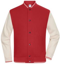 James & Nicholson (Daiber) Kétszínű College pulóver - Karmazsinvörös / homokkő | 3XL (8044-1782974332)