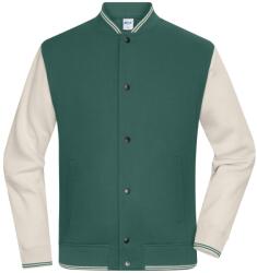 James & Nicholson (Daiber) Kétszínű College pulóver - Füstzöld / homokkő | 3XL (8044-1782974348)