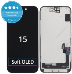 Apple iPhone 15 - LCD Kijelző + Érintőüveg + Keret Soft OLED FixPremium JCID