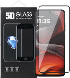 Motorola Moto G05 / G15 / G15 Power / E15 üvegfólia, tempered glass, előlapi, 5D, edzett, hajlított, fekete kerettel