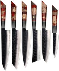 HARAHU AR-37339 damaszk konyhakés készlet - Piros KP37339