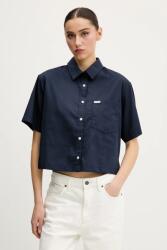 Guess Jeans pamut ing női, galléros, sötétkék, relaxed, W5GH98 WH7P1 - sötétkék S