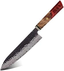 HARAHU Cuțit de bucătărie damasc AI-37352 - Chef / Roșu KP37352