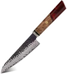 HARAHU Cuțit de bucătărie damasc AI-37355 - Petty / Roșu KP37355