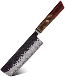 HARAHU Cuțit de bucătărie damasc AI-37353 - Nakiri / Roșu KP37353