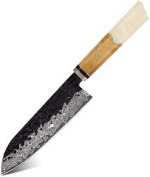 HARAHU Cuțit de bucătărie damasc AI-37361 - Santoku / Alb KP37361