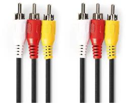 Nedis Cablu audio-video 3x RCA tata - 3x RCA tata 5m negru Nedis (CVGP24300BK50)