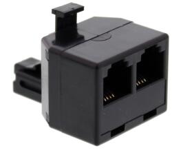 WELL Adaptor-1xRJ11(6P4C)-tata-2x-RJ11(6P4C)-mama, -negru-Well (TEL-0007BK-WL)