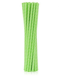 Godan Lime Green Chevron, Zöld papír szívószál 12 db-os (MLG124095)